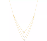 Diamonique Sterling Silver Goldclad Three Row Layered Necklace. 16"